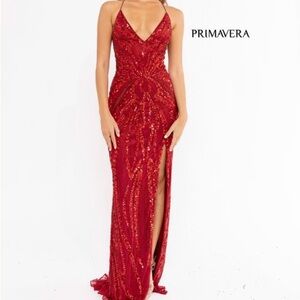 Primavera Couture Red Sequin Dress